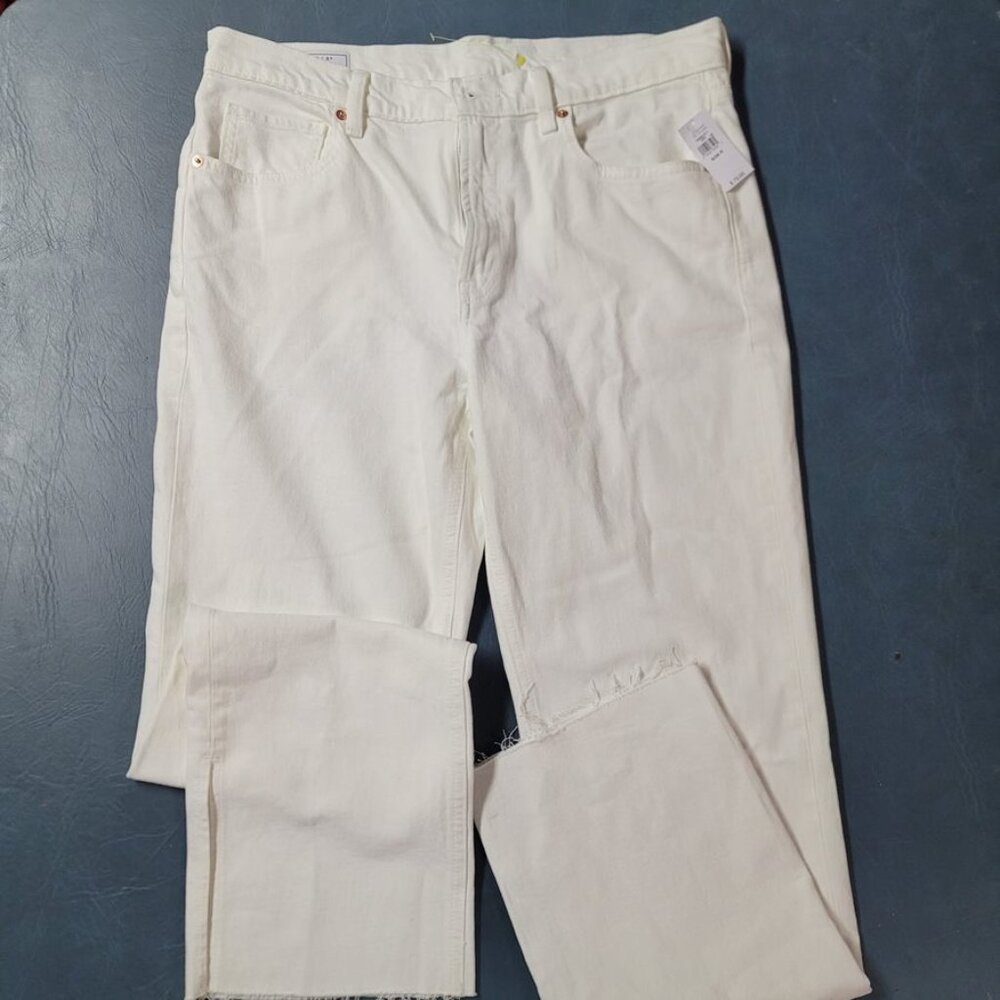 GAP 90's Loose Mid Rise White Fringe Jeans NWT